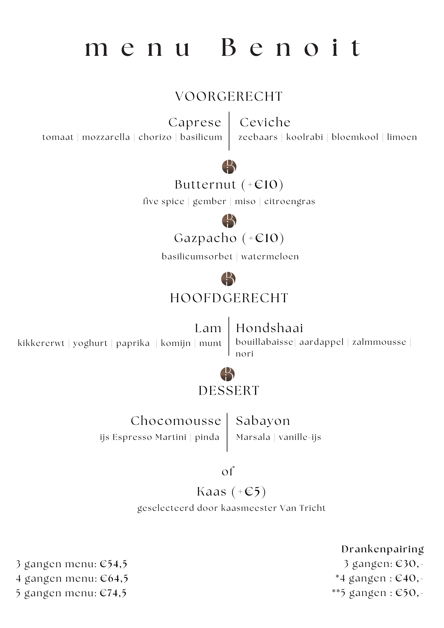 Bistrot Benoit Menu | TableFever