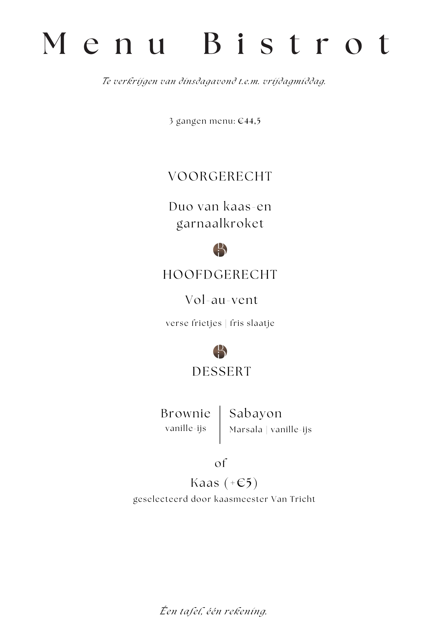 Bistrot Benoit Menu | TableFever